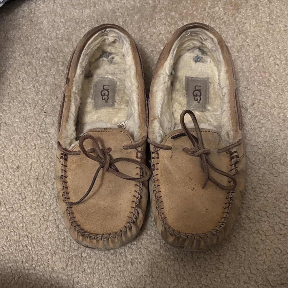 UGG Chestnut/Tan Suede Moccasin Slippers